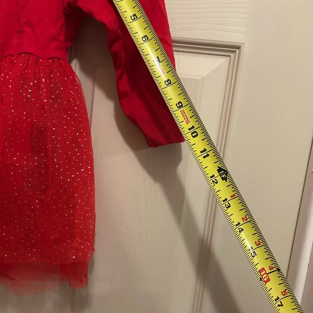 Festive Red long sleeve Tutu Dress with Reindeer Design - size 12-18 months